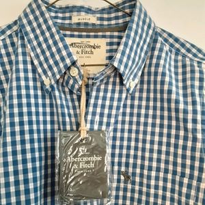 A & F blue check button down casual shirt. Large